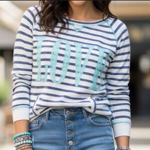 Miss Chievous Striped Blue and White Sweater